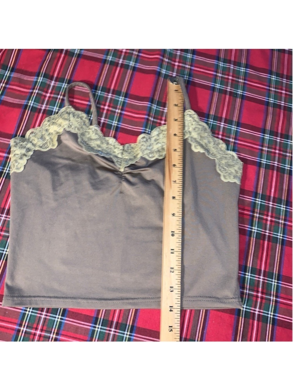 Women's Unbranded Brown Camisole with Beige Lace Trim Small - Picture 4 of 4